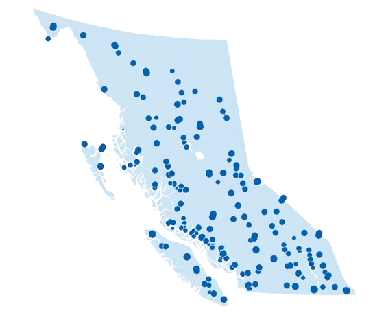 Stylized map representing British Columbia